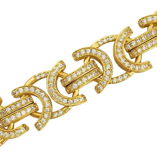 Flat Byzantine CZ Bracelet with intricate design and simulated diamonds